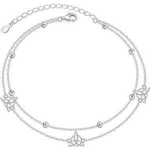 Sterling Silver Layered Anklet Women Evil Eye Heart Starfish Celtic Cross